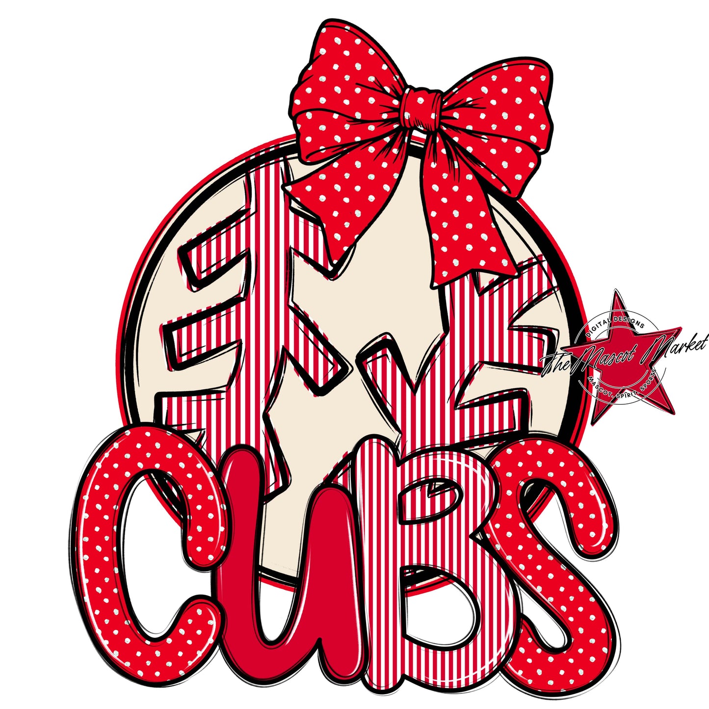 Cubs Baseball-Softball Spirit Design-Red