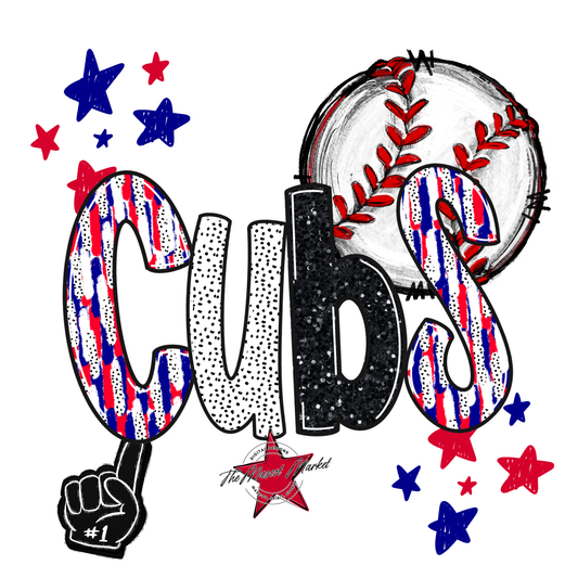 Cubs Baseball Scrape-Blue-Red