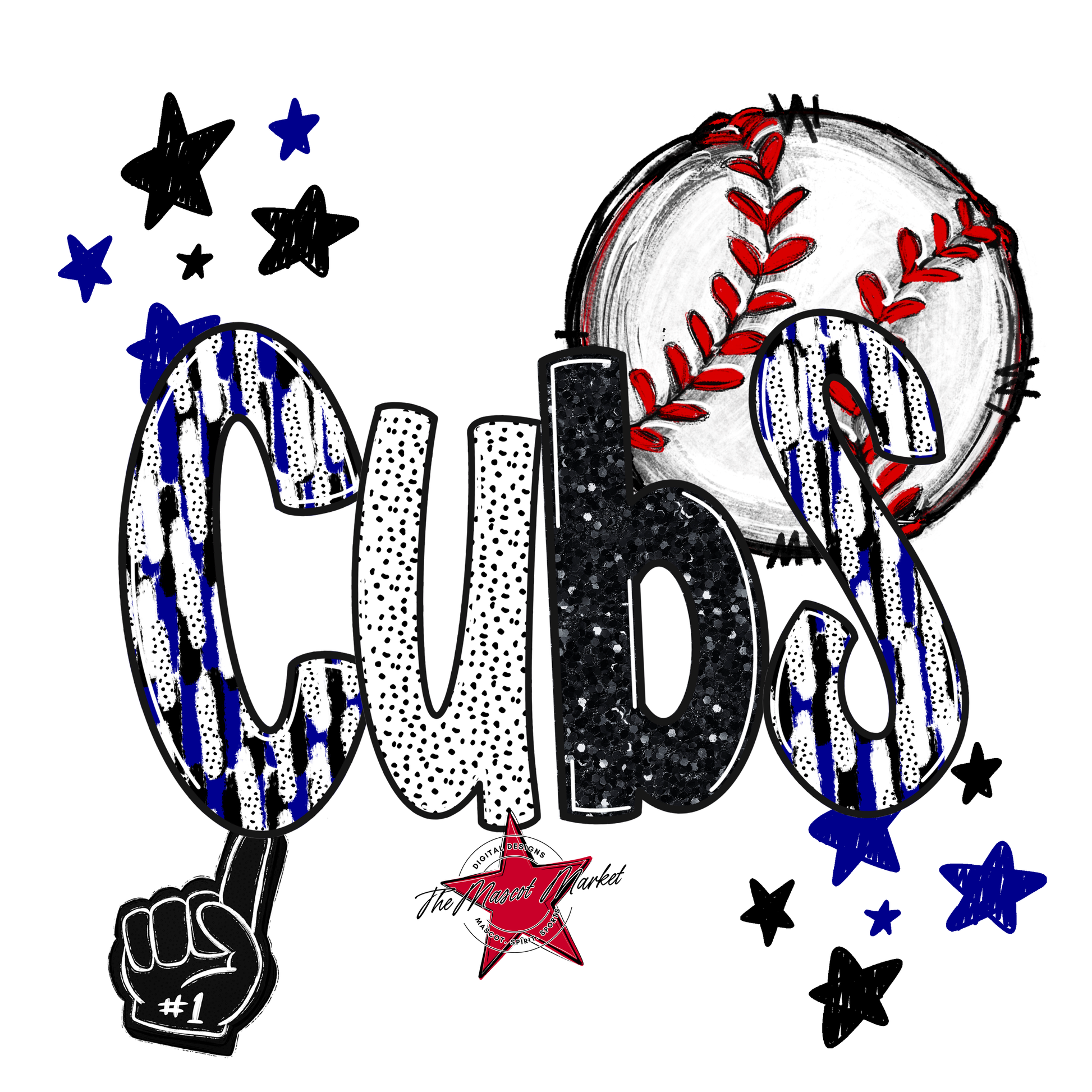 Cubs Baseball Scrape-Blue