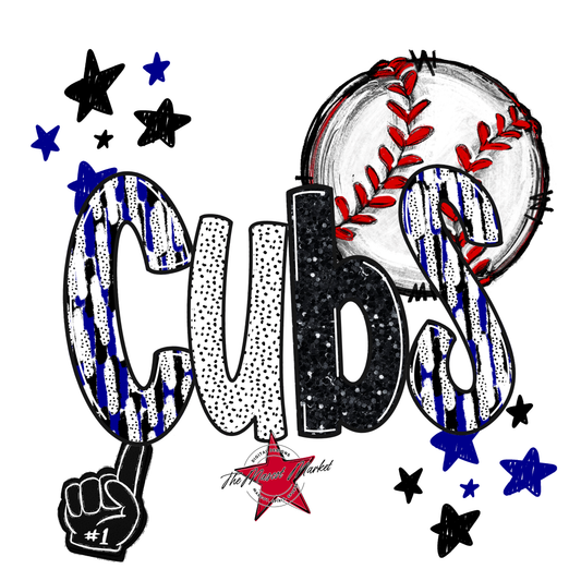 Cubs Baseball Scrape-Blue