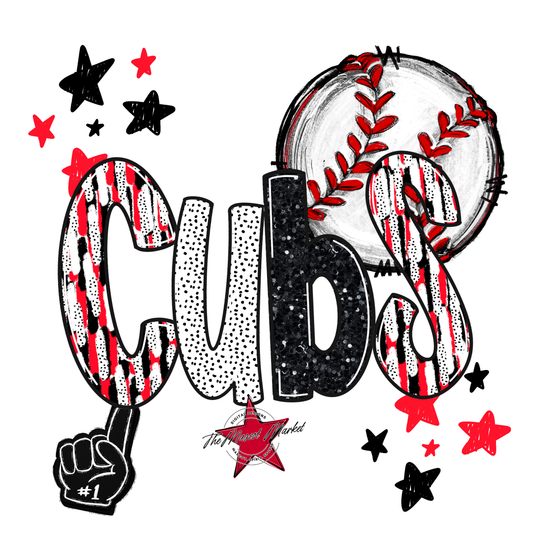 Cubs Baseball Scrape-Bright Red