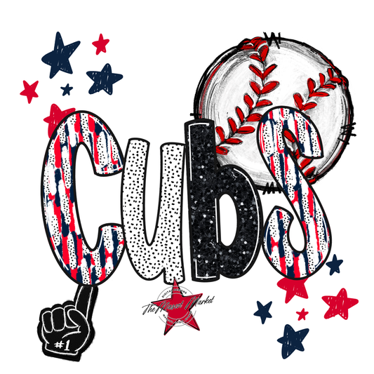 Cubs Baseball Scrape-Navy-Red