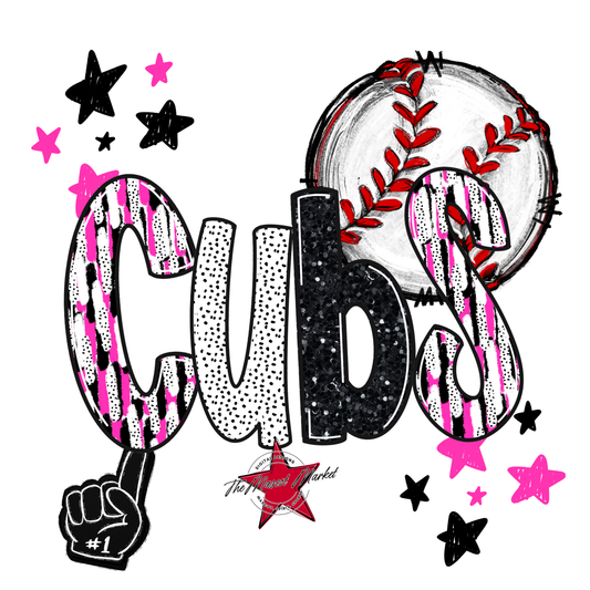 Cubs Baseball Scrape-Pink