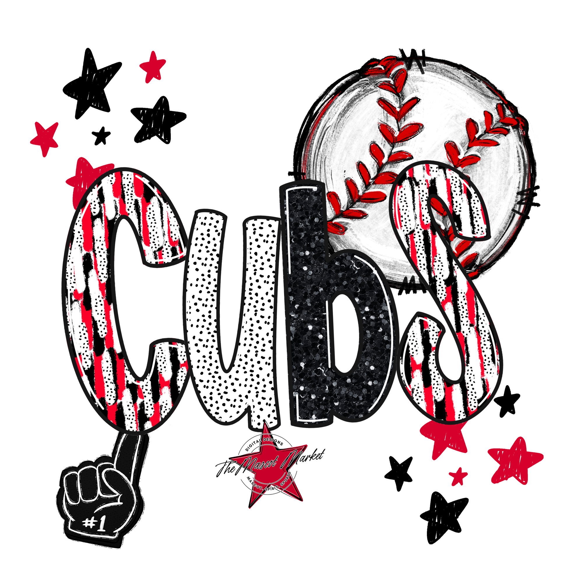 Cubs Baseball Scrape-Red