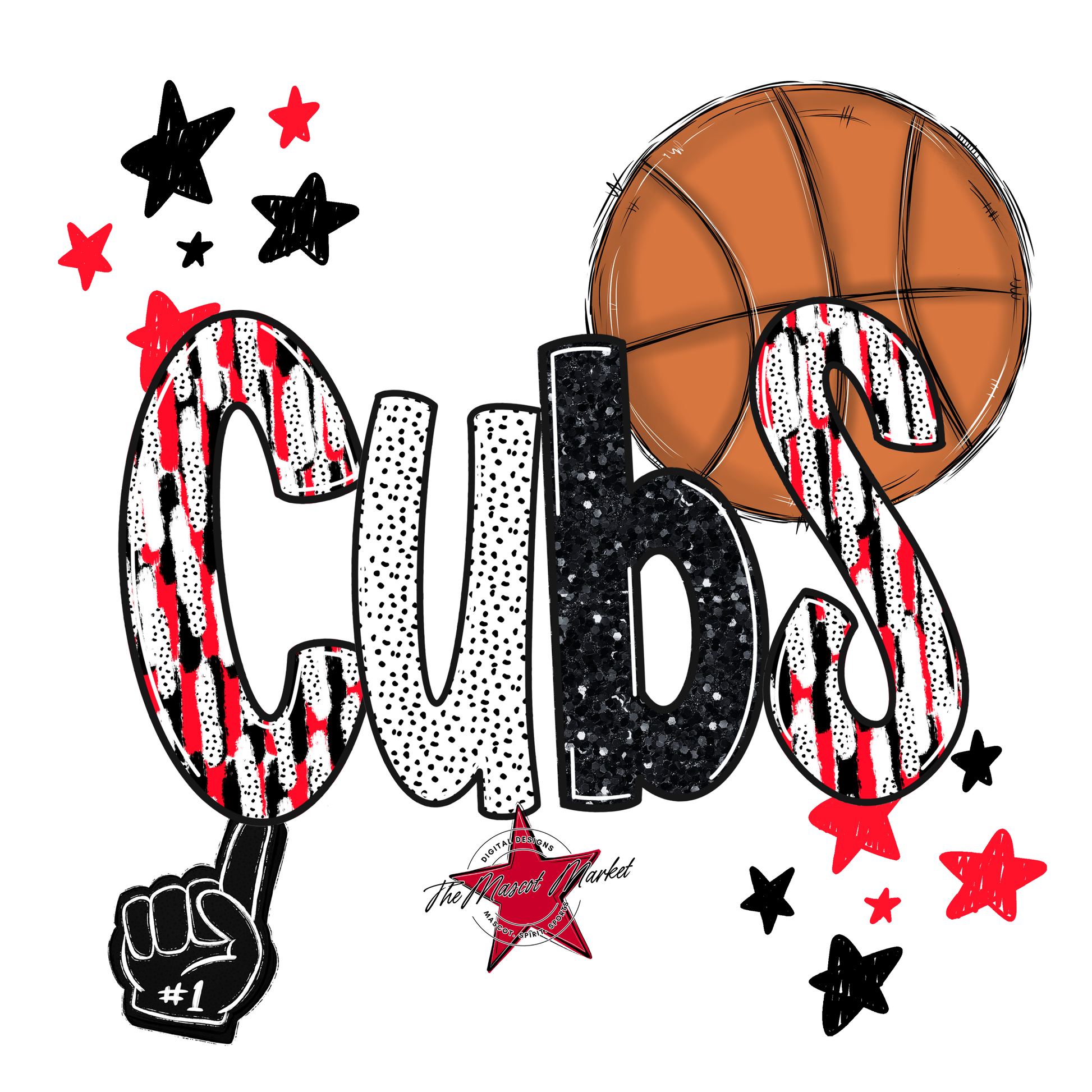Cubs Basketball Scrape-Bright Red