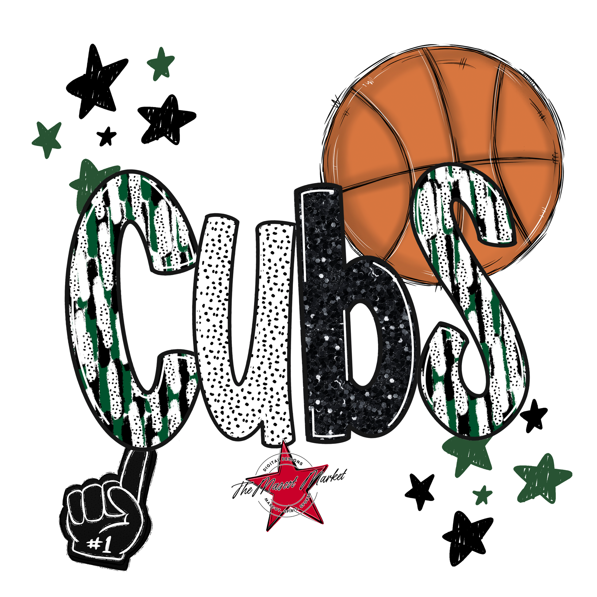 Cubs Basketball Scrape-Green
