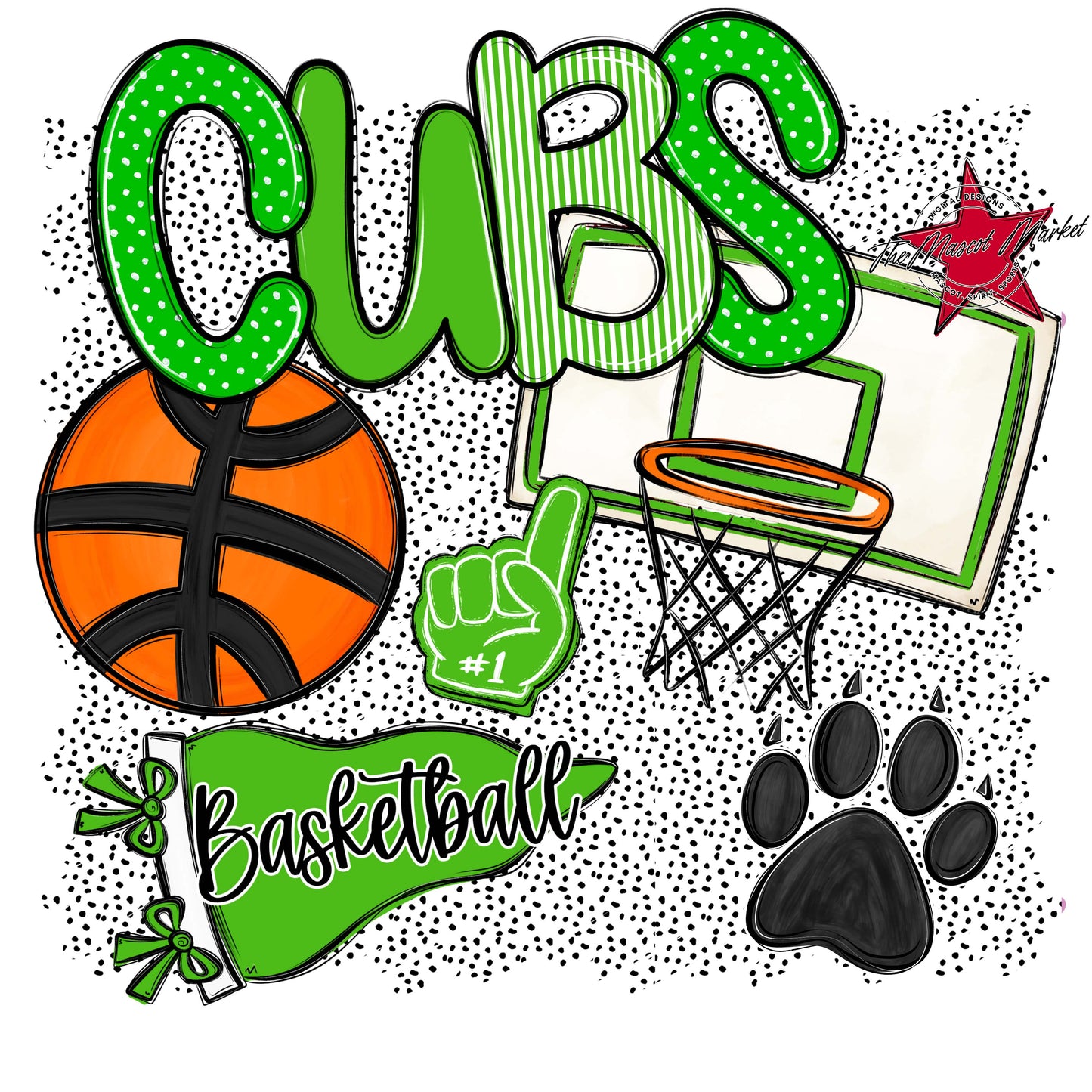 Cubs Basketball Spirit-Bright Green