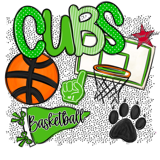 Cubs Basketball Spirit-Bright Green