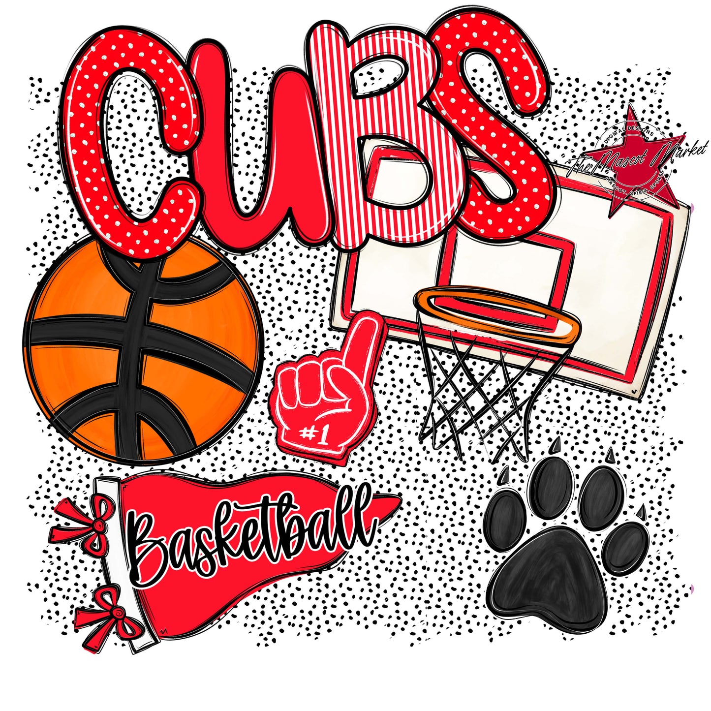 Cubs Basketball Spirit-Bright Red