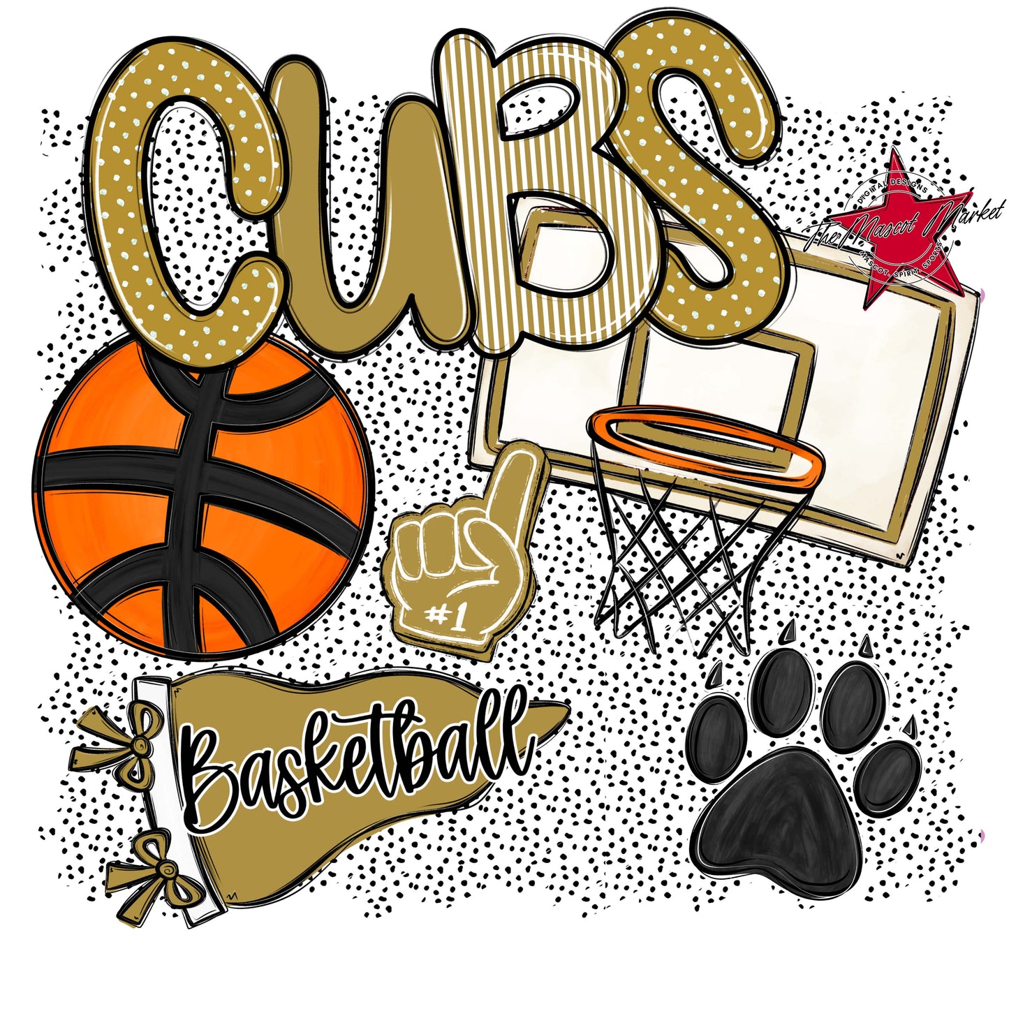Cubs Basketball Spirit-Gold