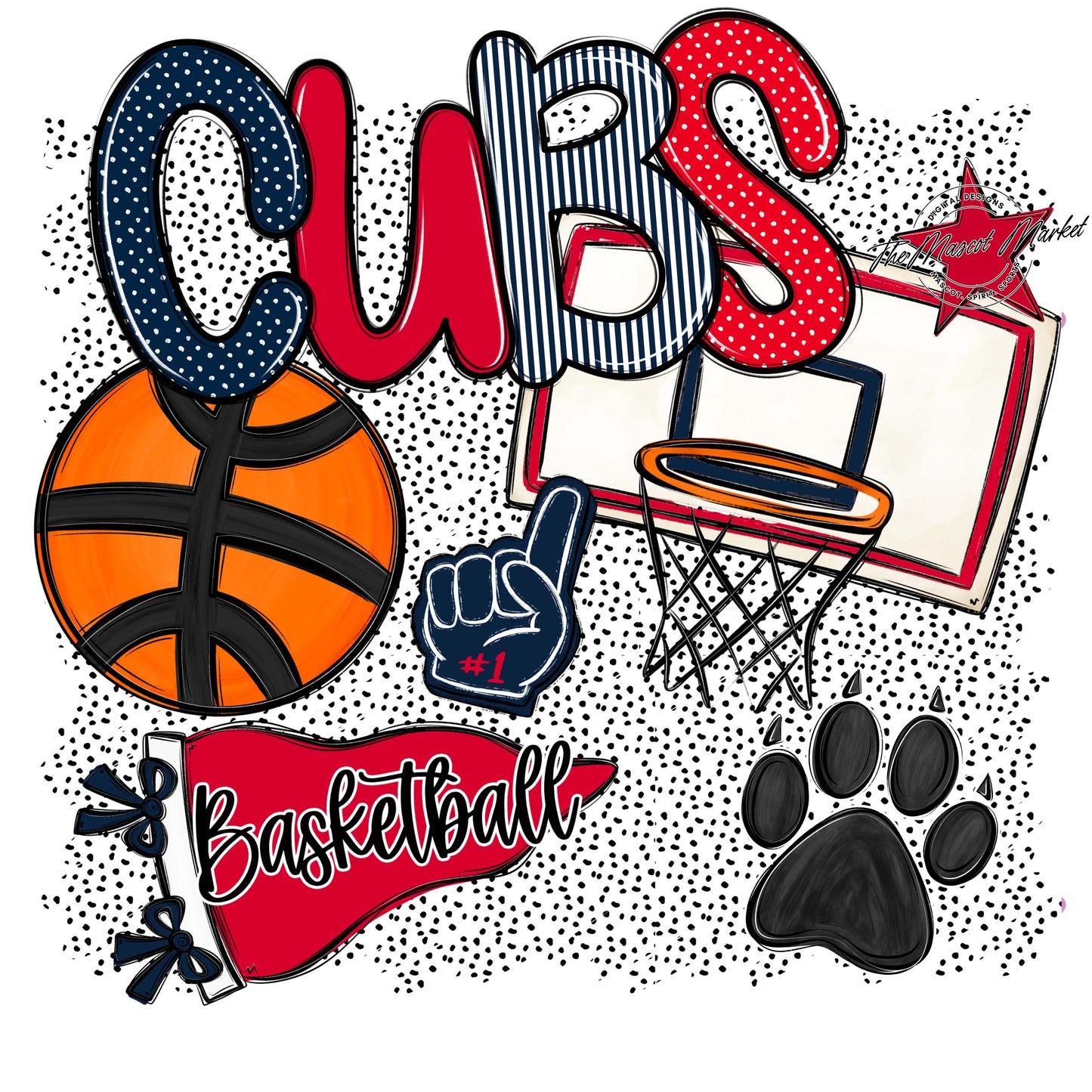 Cubs Basketball Spirit-Navy & Red