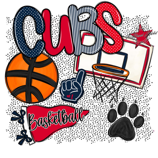 Cubs Basketball Spirit-Navy & Red