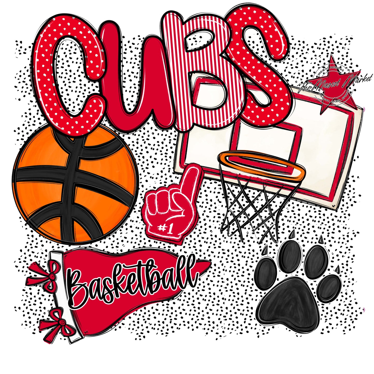 Cubs Basketball Spirit-Red