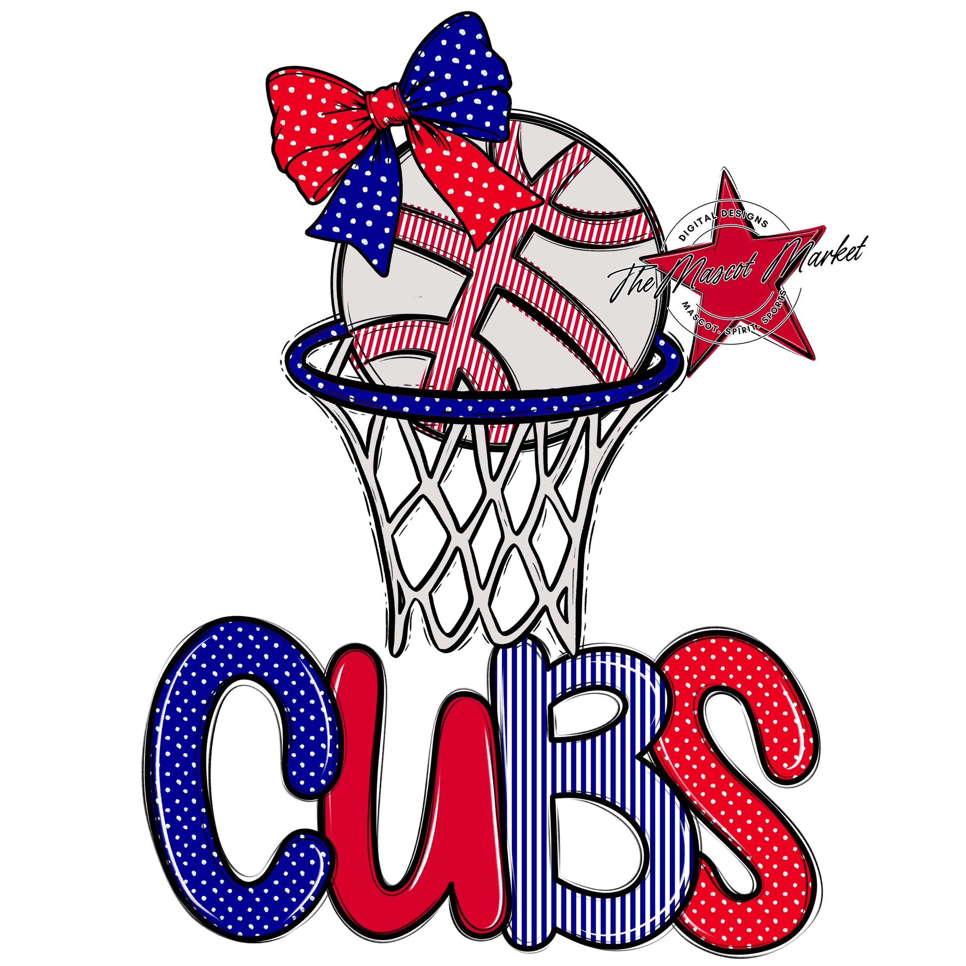 Cubs Basketball Spirit Design-Blue & Red