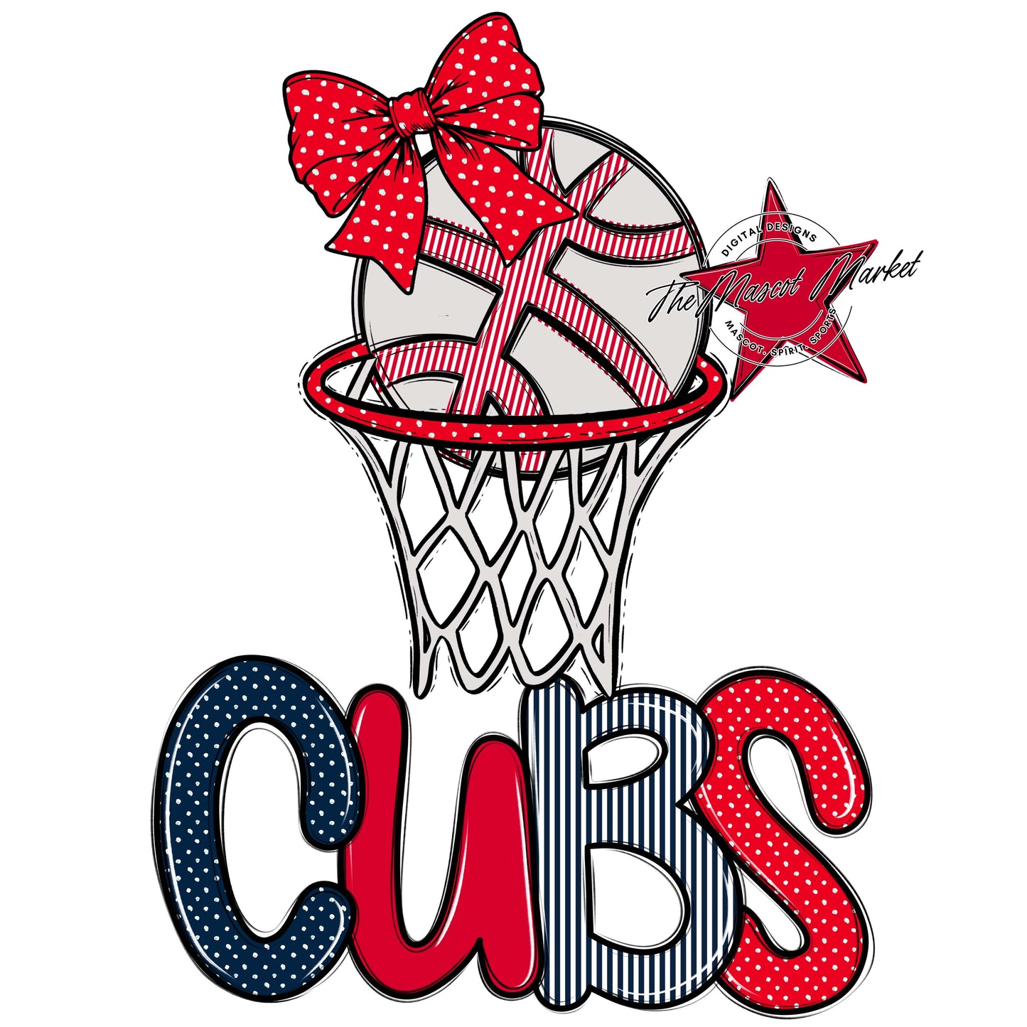 Cubs Basketball Spirit Design-Navy & Red