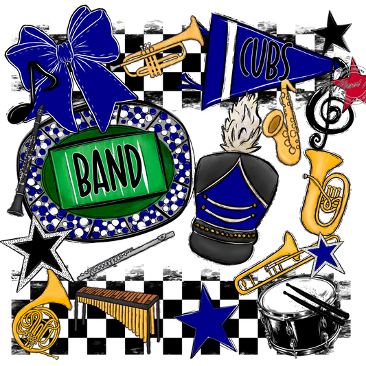 Cubs Checkers Band Spirit Design-Blue