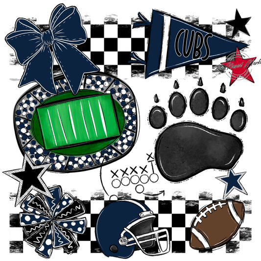 Cubs Checkers Mascot Spirit Design-Navy