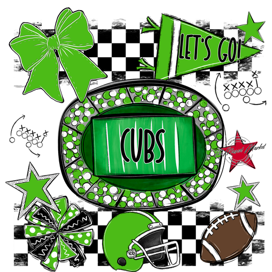 Cubs Checkers Spirit Design-Bright Green