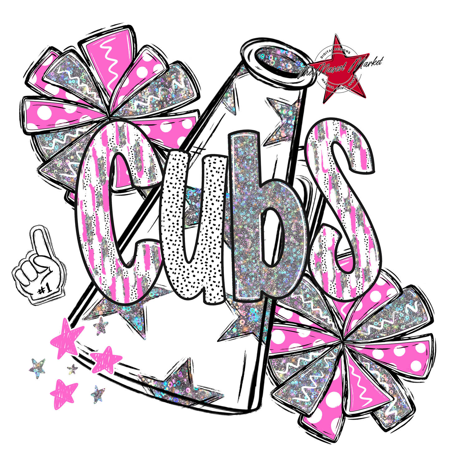 Cubs Cheer Megaphone Scrape-Baby Pink