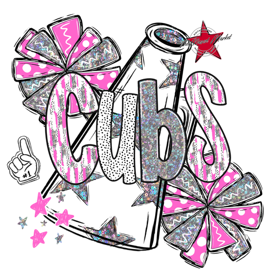 Cubs Cheer Megaphone Scrape-Baby Pink