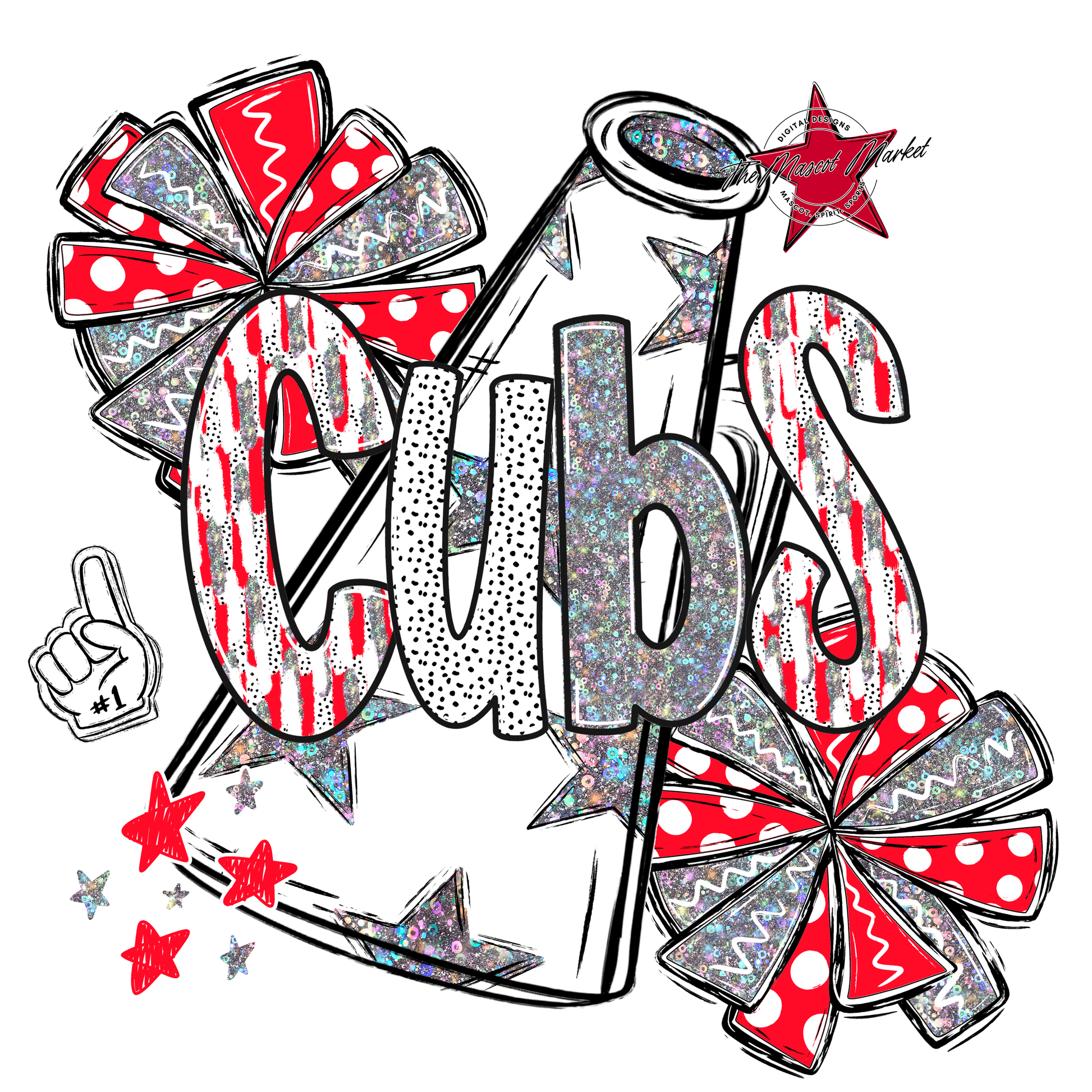Cubs Cheer Megaphone Scrape-Bright Red