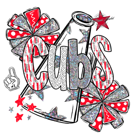Cubs Cheer Megaphone Scrape-Bright Red