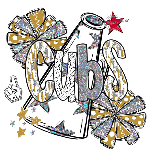 Cubs Cheer Megaphone Scrape-Gold