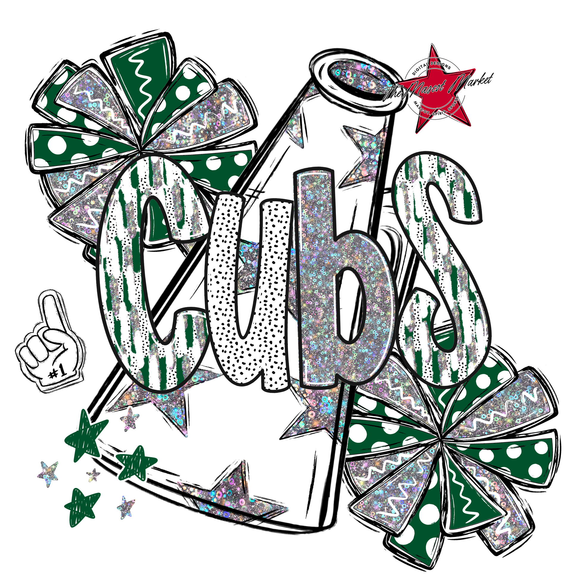 Cubs Cheer Megaphone Scrape-Green