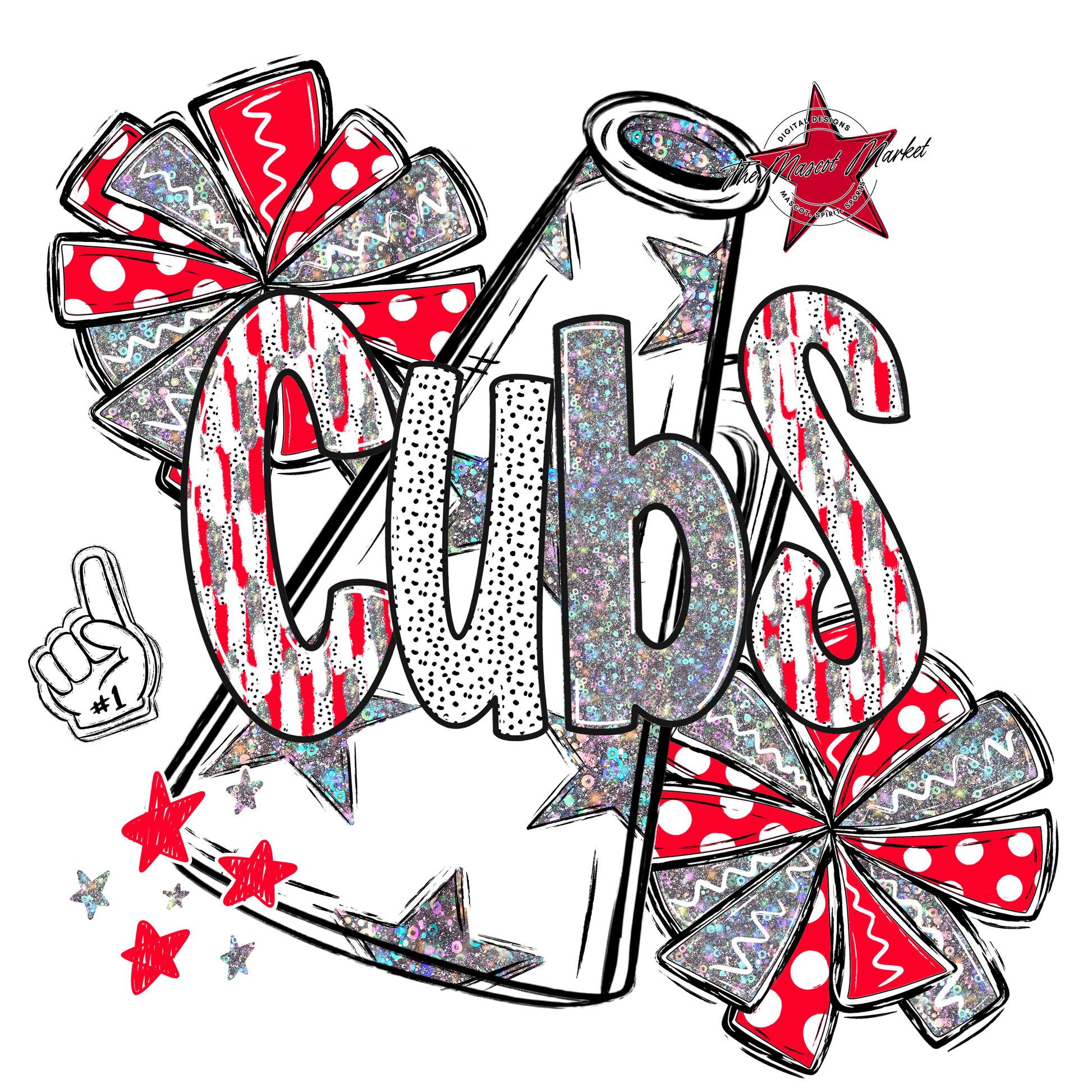 Cubs Cheer Megaphone Scrape-Red
