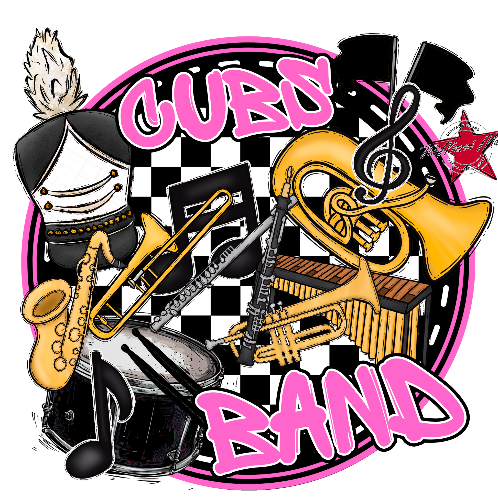 Cubs Circle Band Design-Baby Pink