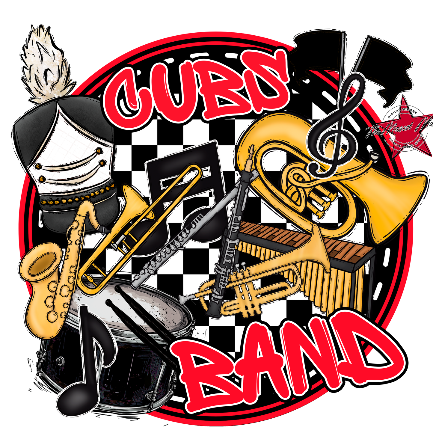 Cubs Circle Band Design-Bright Red