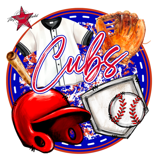 Cubs Circle Baseball Design-Blue-Red