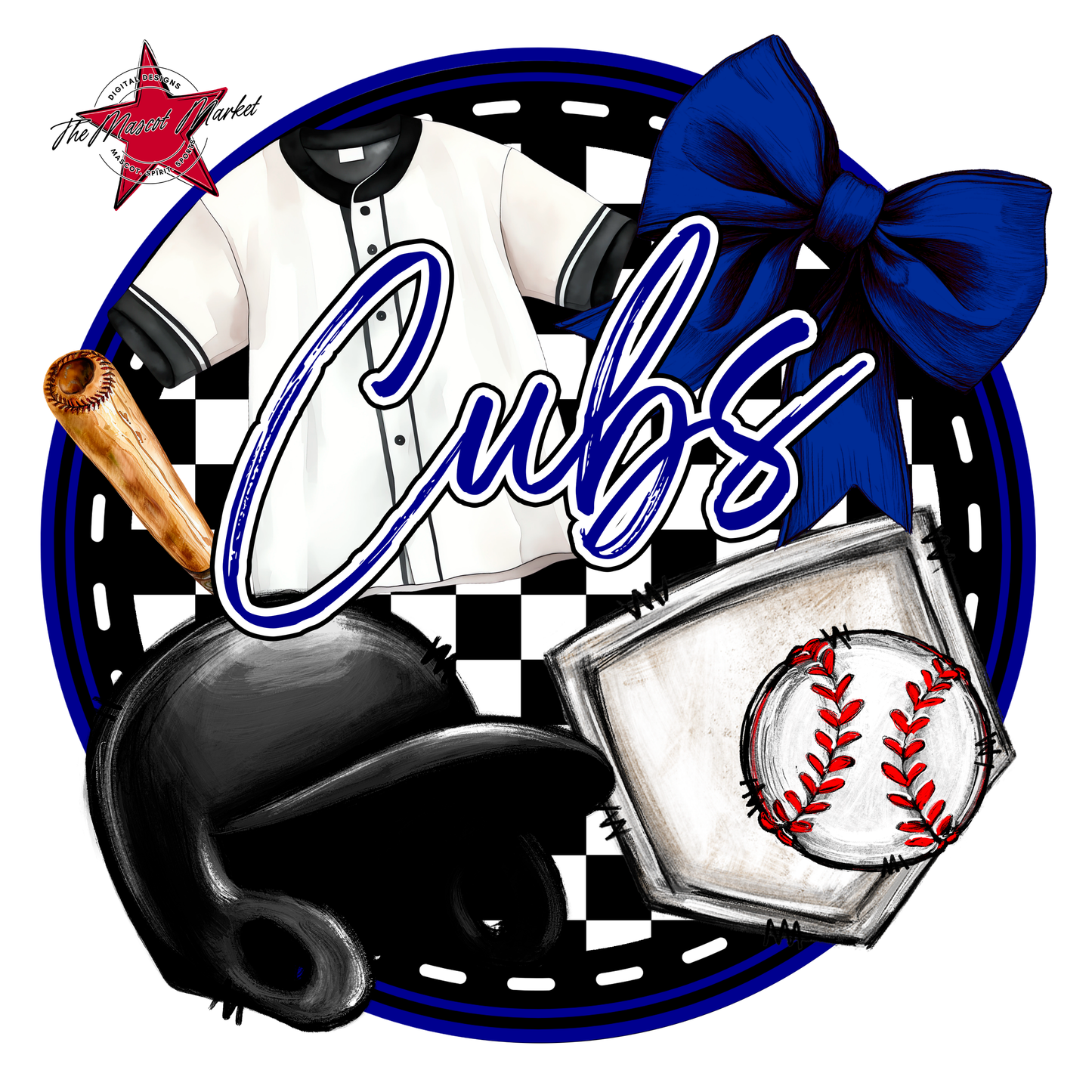 Cubs Circle Baseball Design-Blue