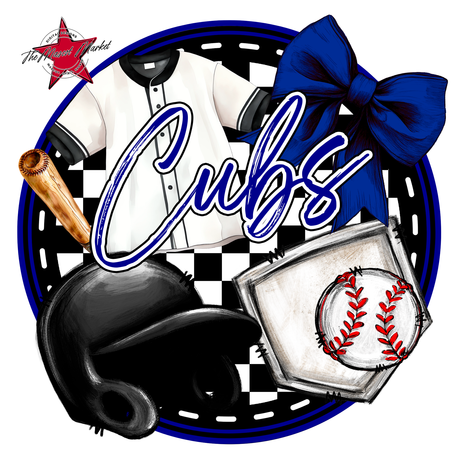 Cubs Circle Baseball Design-Blue