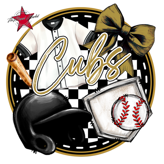 Cubs Circle Baseball Design-Gold