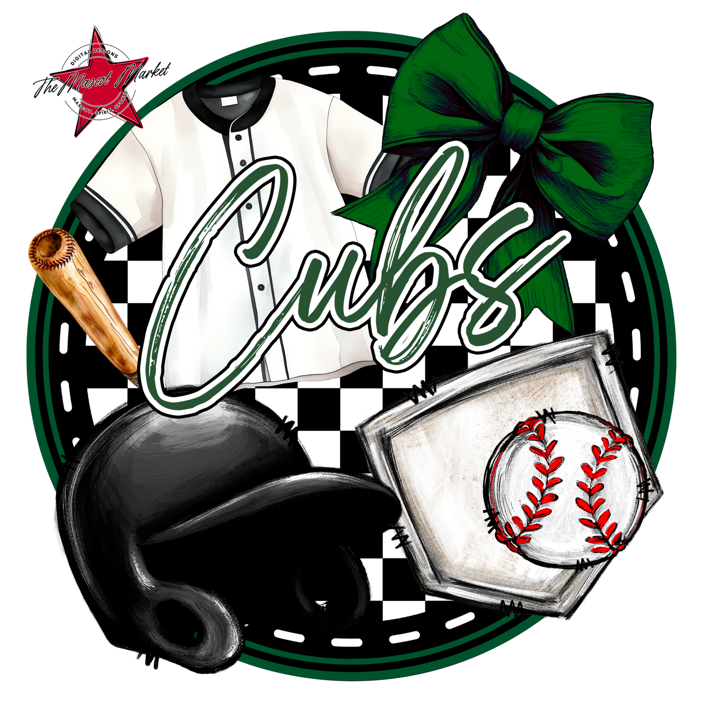 Cubs Circle Baseball Design-Green
