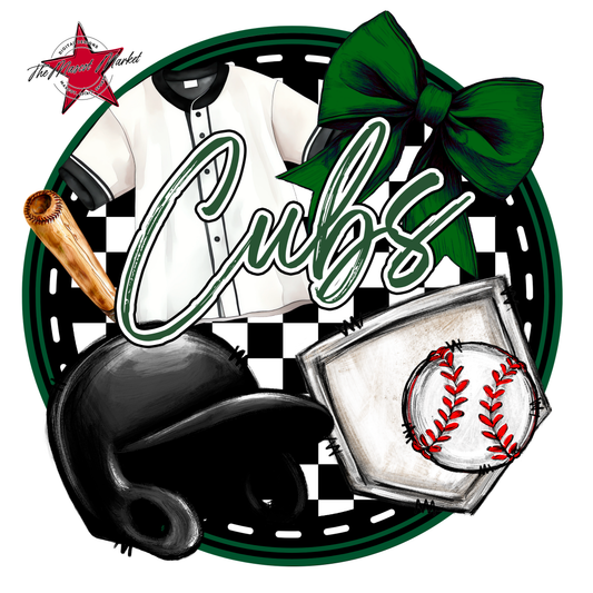 Cubs Circle Baseball Design-Green