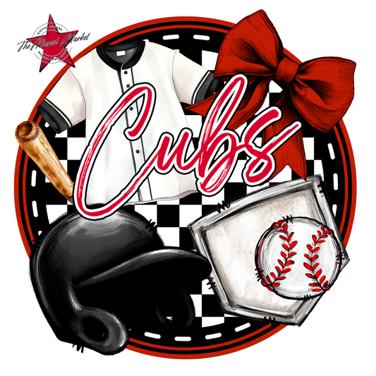 Cubs Circle Baseball Design-Red