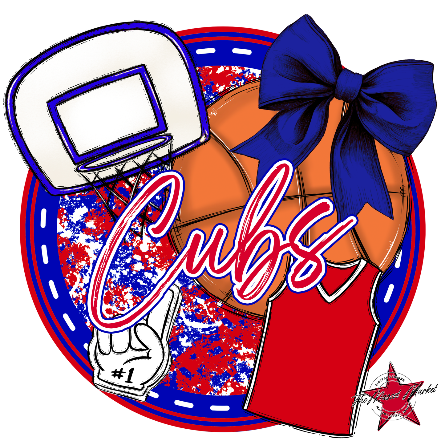 Cubs Circle Basketball Design-Blue-Red
