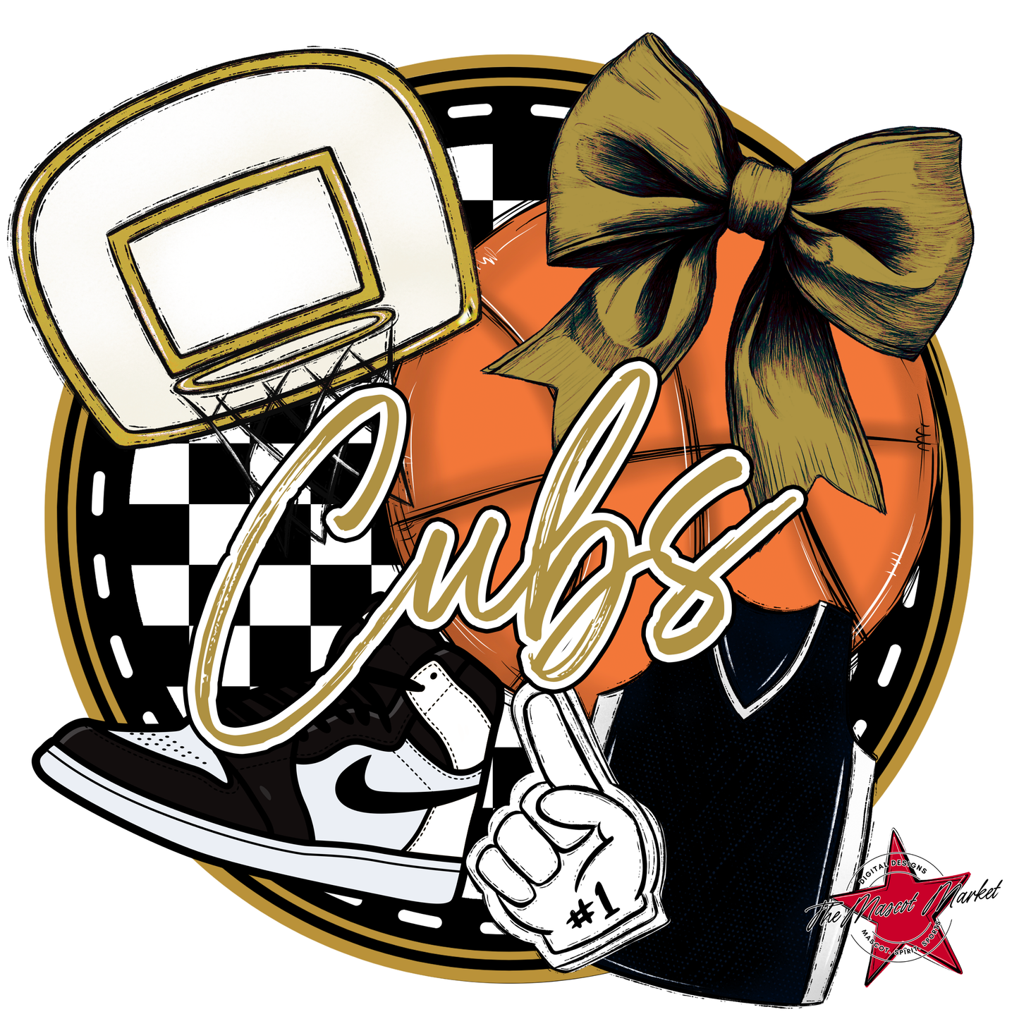 Cubs Circle Basketball Design-Gold