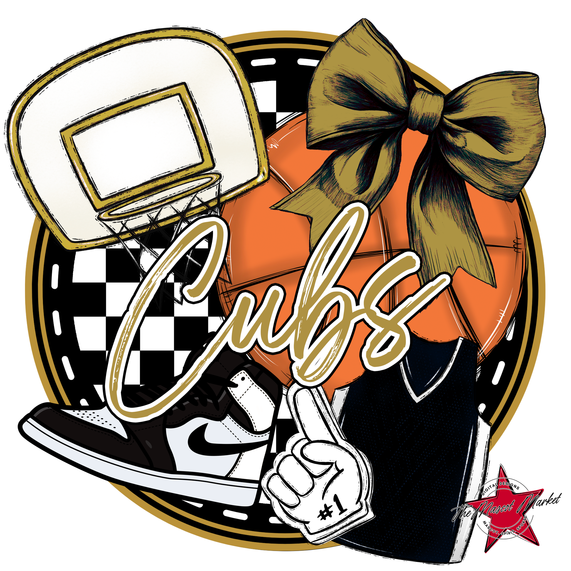 Cubs Circle Basketball Design-Gold