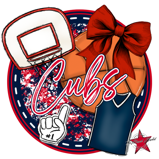 Cubs Circle Basketball Design-Navy-Red