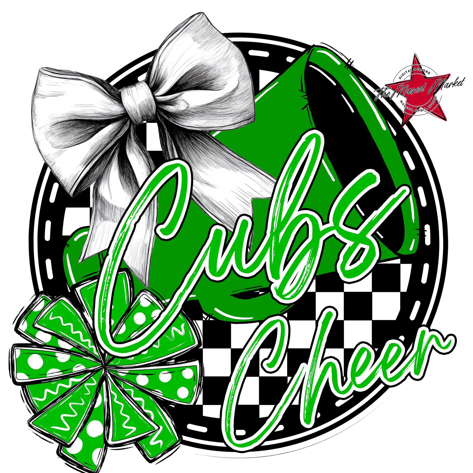 Cubs Circle Cheer Design-Bright Green