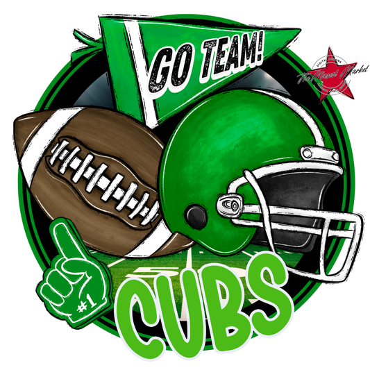 Cubs Circle Football Design-Bright Green
