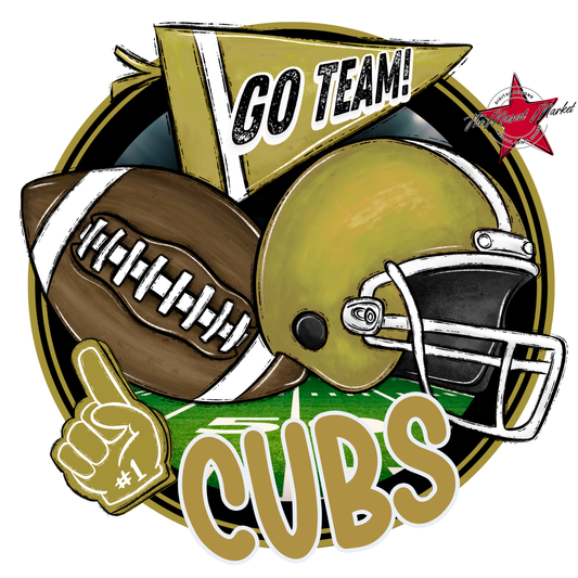 Cubs Circle Football Design-Gold
