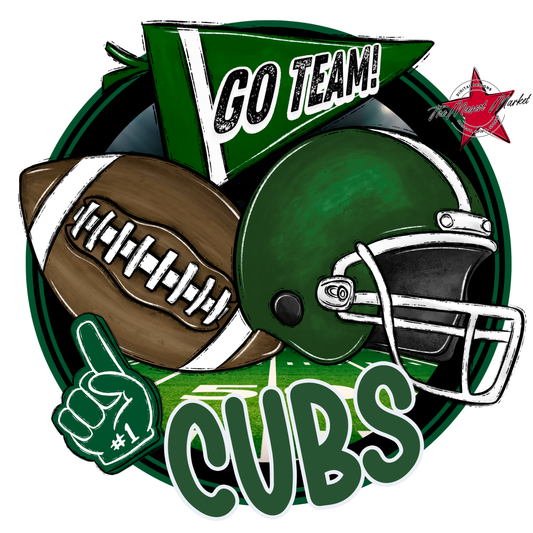 Cubs Circle Football Design-Green