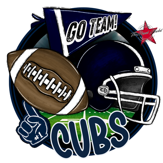Cubs Circle Football Design-Navy