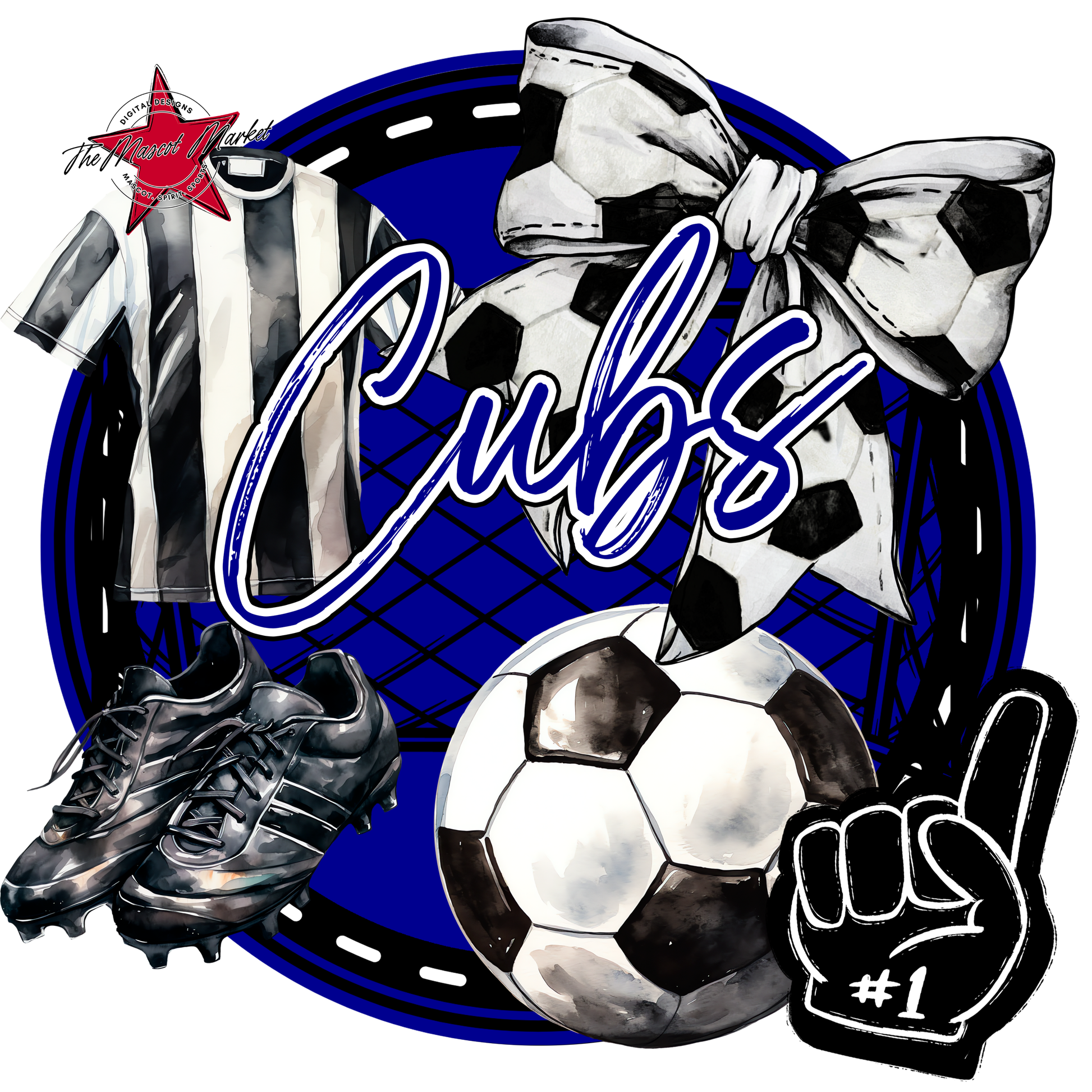 Cubs Circle Soccer Design-Blue