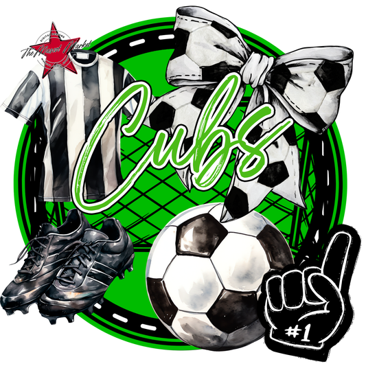 Cubs Circle Soccer Design-Bright Green