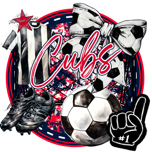 Cubs Circle Soccer Design-Navy-Red